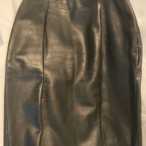Lord & Taylor Black Leather Pencil Skirt